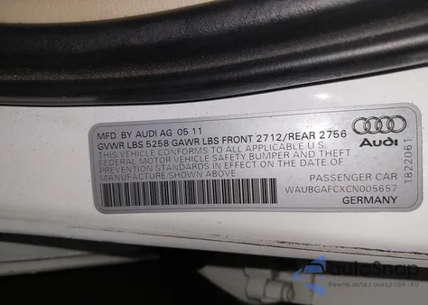 2012 Audi A6 3.0 Premium from USA, damaged, VIN WAUBGAFCXCN005657